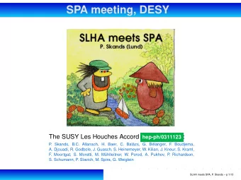 SPA meeting, DESY The SUSY Les Houches Accord hep-ph/0311123 :  P  . Skands, B.C. Allanach, H.