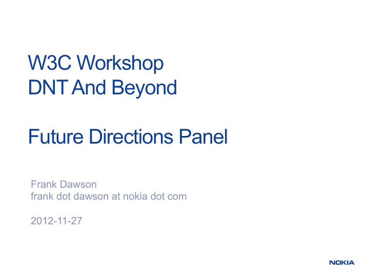 w3c workshop dnt and beyond future directions panel