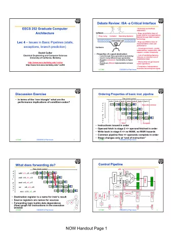 NOW Handout Page 1  Multicycle stages  Historical Perspective: Microprogramming
