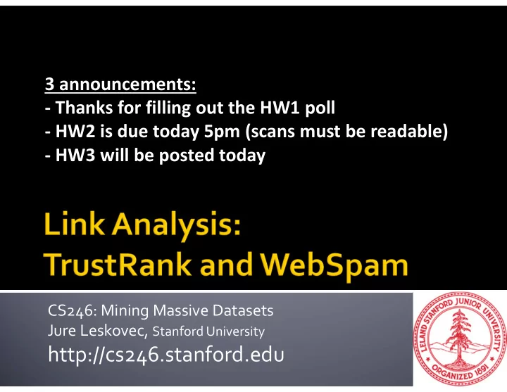 http cs246 stanford edu high dim high dim graph graph