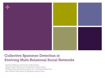 +  Collective Spammer Detection in  Evolving Multi-Relational Social Networks  Shobeir Fakhraei
