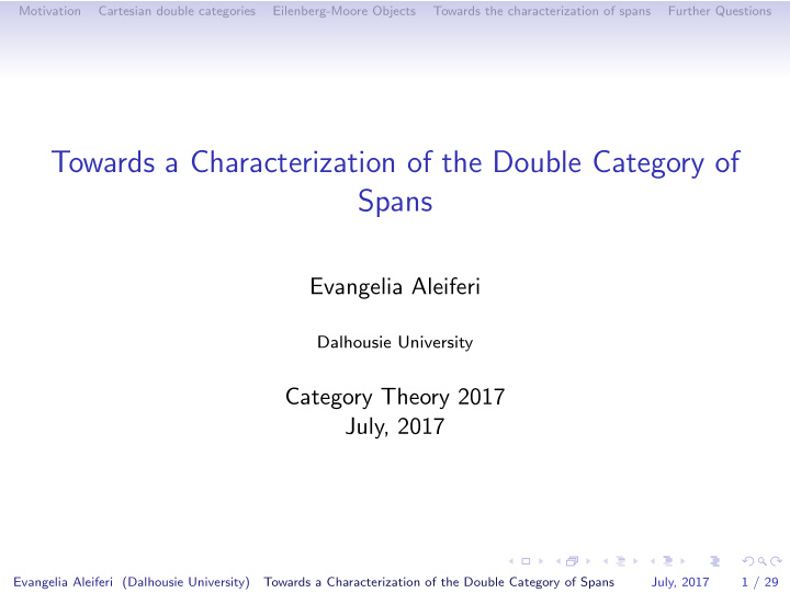 towards a characterization of the double category of spans