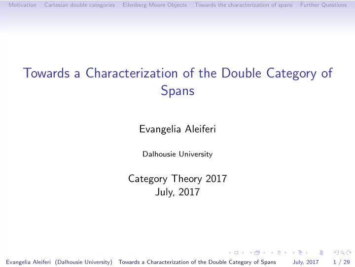 towards a characterization of the double category of spans