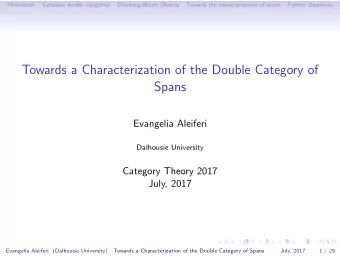 Towards a Characterization of the Double Category of  Spans  Evangelia Aleiferi  Dalhousie
