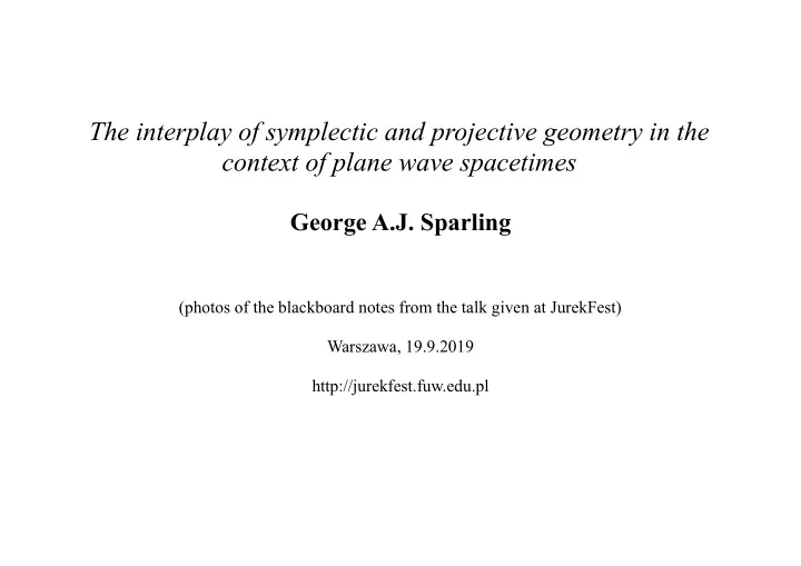 the interplay of symplectic and projective geometry in