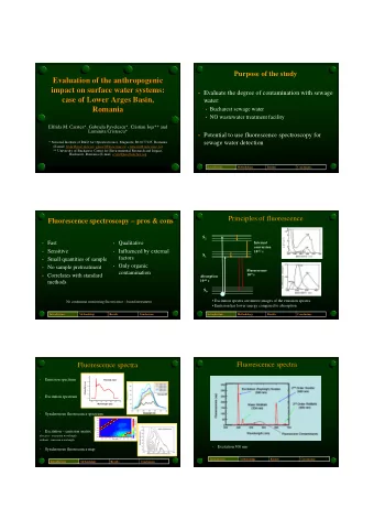 Evaluation of the anthropogenic  Evaluation of the anthropogenic  impact on surface water systems: