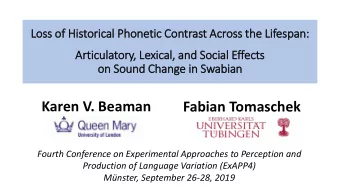 Karen V. Beaman  Fabian Tomaschek  Fourth Conference on Experimental Approaches to Perception and