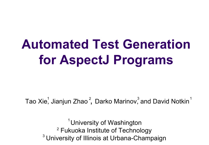 automated test generation for aspectj programs