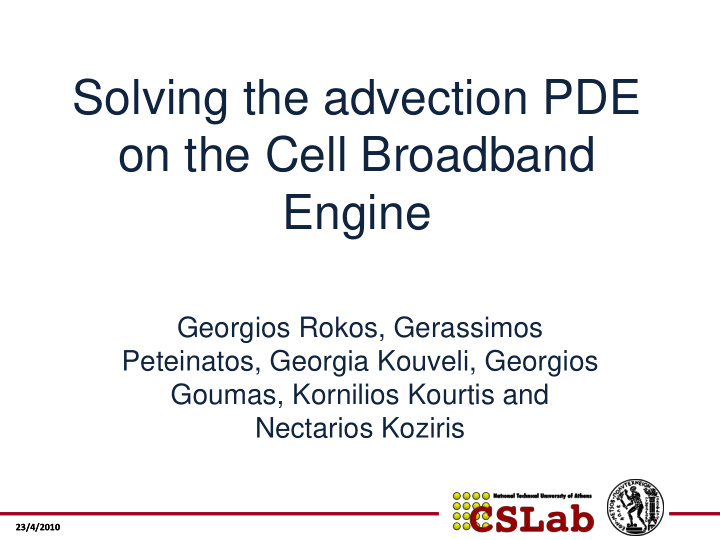 solving the advection pde on the cell broadband engine