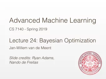 Advanced Machine Learning  CS 7140 - Spring 2019  Lecture 24: Bayesian Optimization  Jan-Willem van