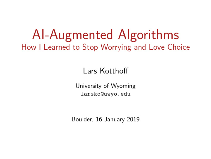 ai augmented algorithms