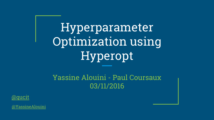 hyperparameter optimization using hyperopt