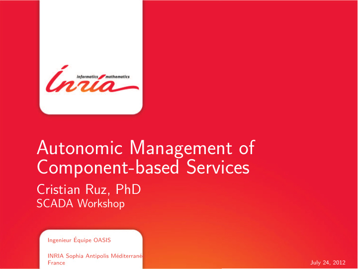 autonomic management of component based services