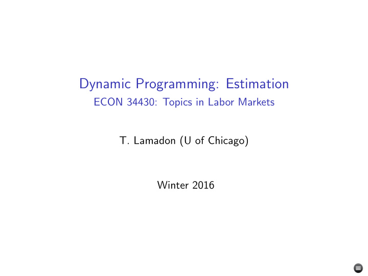 dynamic programming estimation