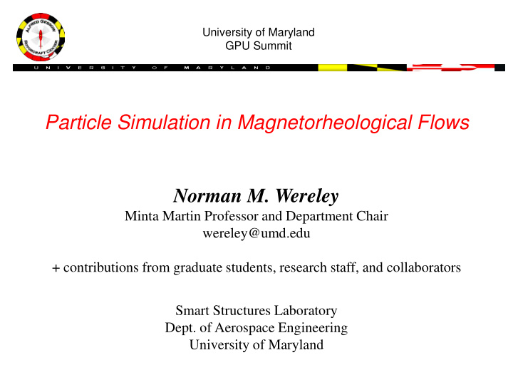particle simulation in magnetorheological flows norman m