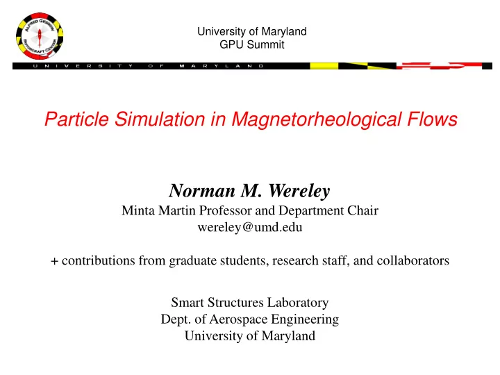 particle simulation in magnetorheological flows norman m