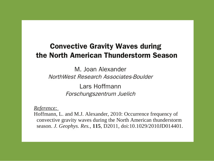 convective gravity waves during the north american