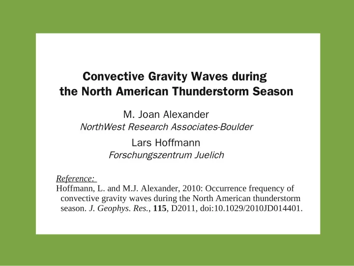 convective gravity waves during the north american