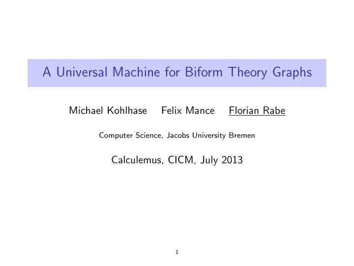a universal machine for biform theory graphs