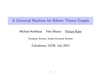 A Universal Machine for Biform Theory Graphs  Michael Kohlhase  Felix Mance  Florian Rabe  Computer