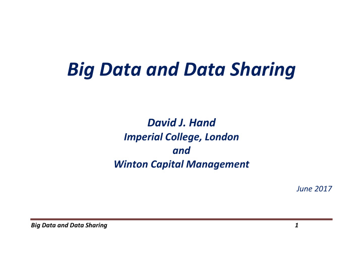 big data and data sharing