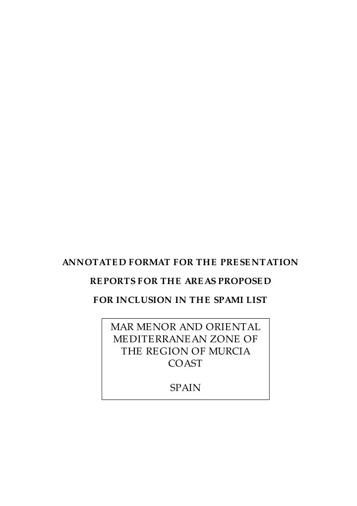 mar menor and oriental mediterranean zone of the region