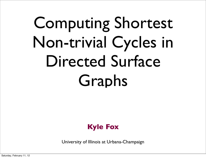 computing shortest non trivial cycles in directed surface