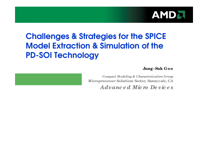 challenges strategies for the spice model extraction