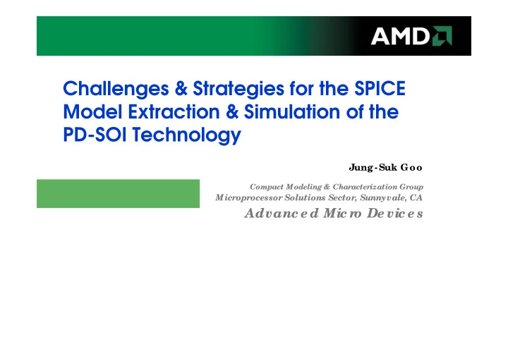 challenges strategies for the spice model extraction