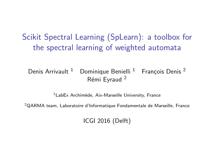 scikit spectral learning splearn a toolbox for the