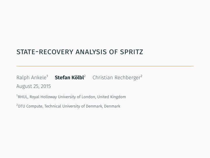 state recovery analysis of spritz