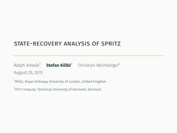 state recovery analysis of spritz