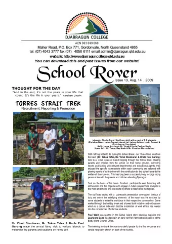 TORRES STRAIT TREK  Recruitment, Reporting &amp; Promotion  (above) -  Charlie David ( 2nd from