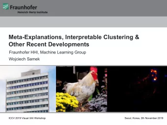 Meta-Explanations, Interpretable Clustering &amp;  Other Recent Developments  Fraunhofer HHI,