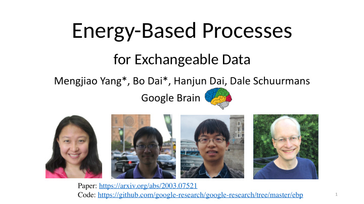 energy based processes