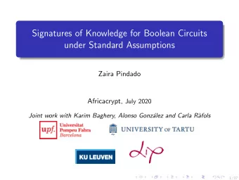Signatures of Knowledge for Boolean Circuits  under Standard Assumptions  Zaira Pindado