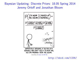 Bayesian Updating: Discrete Priors: 18.05 Spring 2014 Jeremy Orloff and Jonathan Bloom  Courtesy of