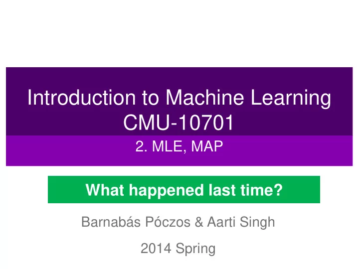 introduction to machine learning cmu 10701