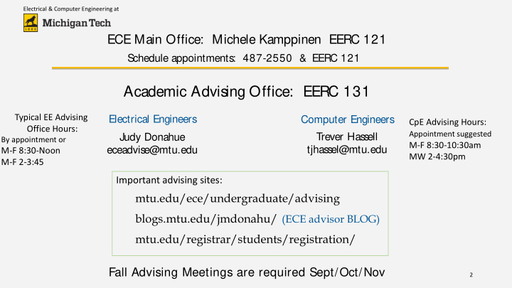 academic advising office eerc 131