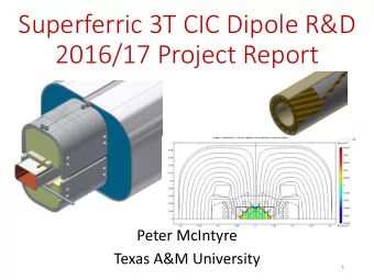 Superferric 3T CIC Dipole R&amp;D  2016/17 Project Report  Peter McIntyre  Texas A&amp;M University