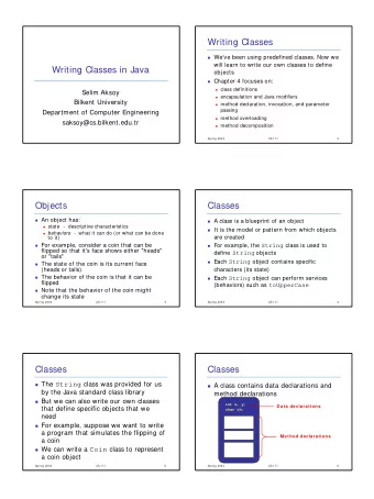 Writing Classes  We've been using predefined classes. Now we  will learn to write our own