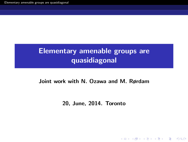 elementary amenable groups are quasidiagonal
