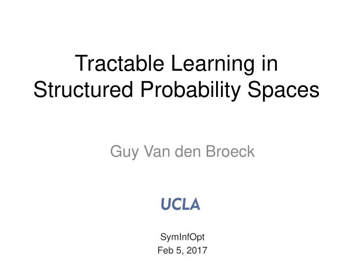 structured probability spaces