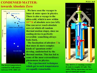 CONDENSED MATTER:  PCES  16.8  towards Absolute Zero  We have seen the voyages to  inner &amp;