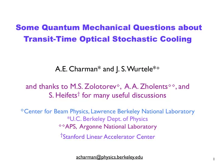 some quantum mechanical questions about transit time