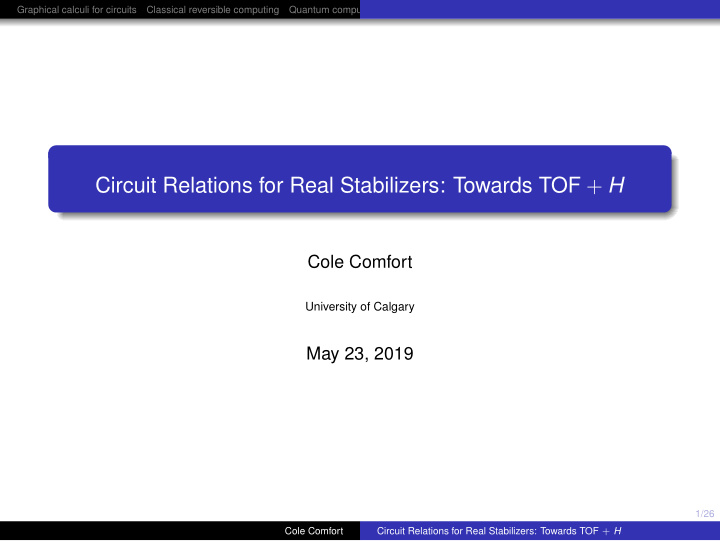 circuit relations for real stabilizers towards tof h