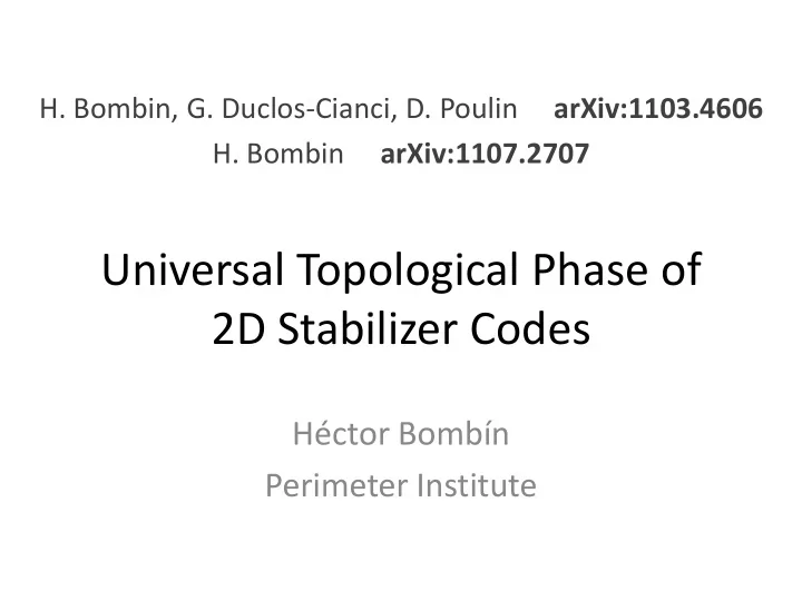 2d stabilizer codes