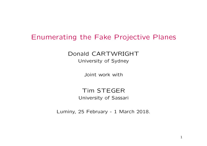 enumerating the fake projective planes