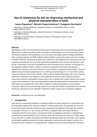Use of calcareous fly ash for improving mechanical and  physical characteristics of soils Ioanna