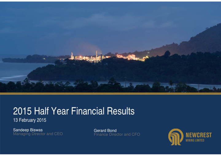 2015 half year financial results